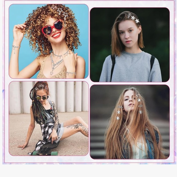 45 silver star hair clips jewelry necklace accessories festival rave cute girls main image 4